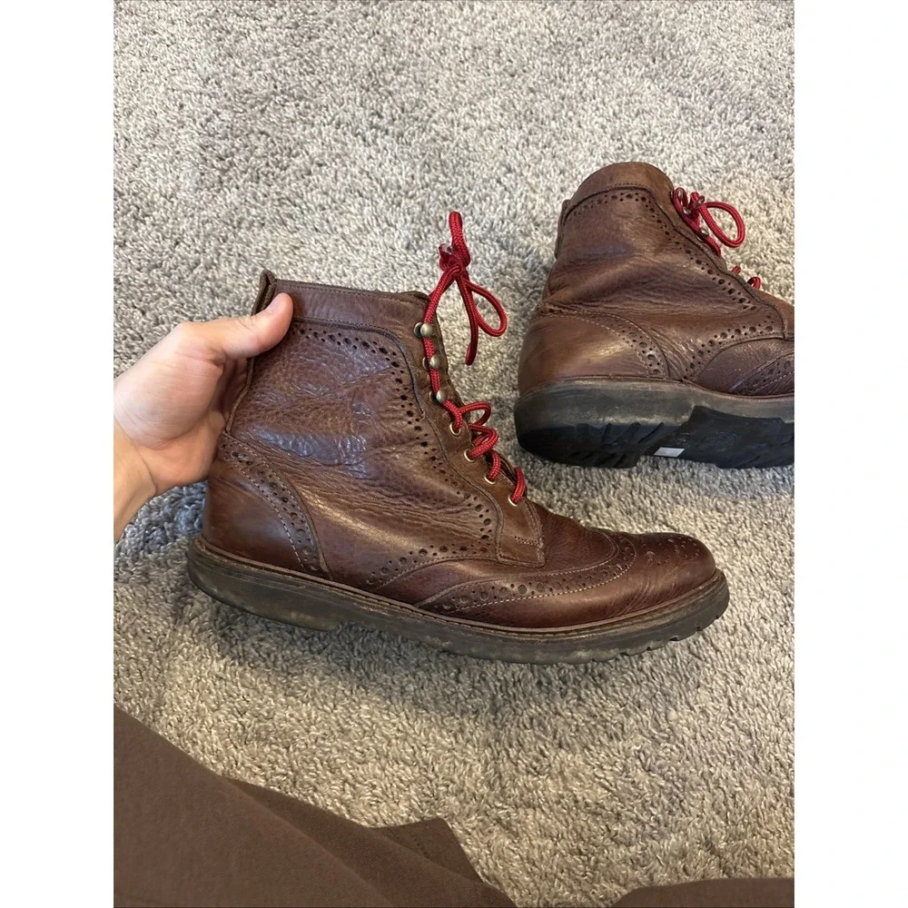 Allen Edmonds 'Long Branch' Brown Wingtip Ankle Boots USA Vibram 6021 Size 10.5